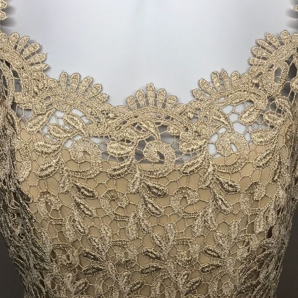 Betsy & Adam Gold Lace Dress - Picture 4 of 7